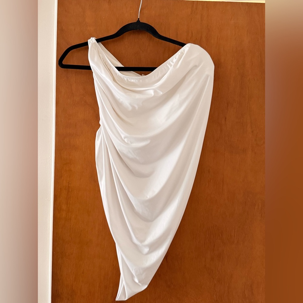 Norma Kamali White Draped Crop Top